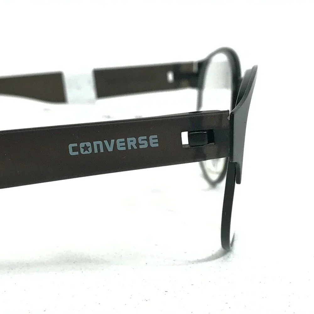 Converse Eyeglasses Frames Q030 BLACK Round Horn Rim Side Logos 49-17-135